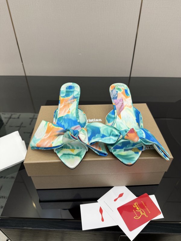 크리스찬 루부탱 실크 하이힐 샌들 001-182556