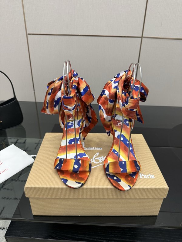 크리스찬 루부탱 실크 하이힐 샌들 001-182562