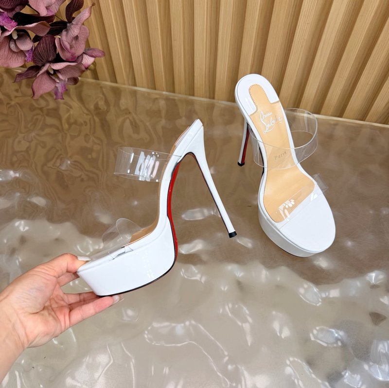 레드솔 장미 꽃 장식 하이힐 샌들 001-182568