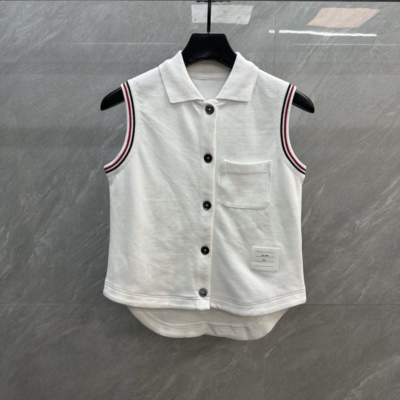 톰브라운 컬러 슬리브 칼라 민소매 조끼 001-182592