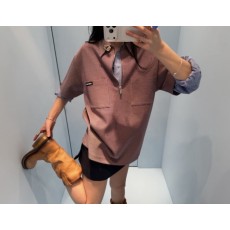 미우미우 레트로 글렌체크 하프 지퍼 폴로 셔츠 001-182647