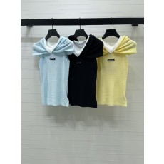 미우미우 컬러블록 오프숄더 니트 탑 001-182664