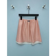미우미우 복숭아 핑크 더블 레이어 스커트 001-182674