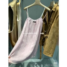 미우미우 핑크 실크 레이스 민소매 원피스 001-182682