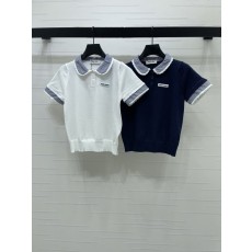 미우미우 봄 콜렉션 칼라 니트 반팔 티셔츠 001-182688