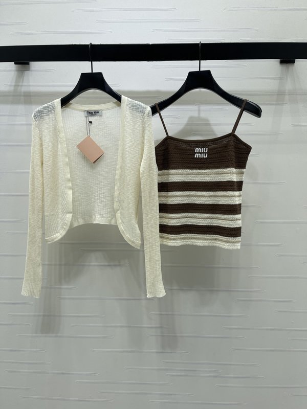 미우미우 스트라이프 조끼 가디건 2 종 세트 001-182699