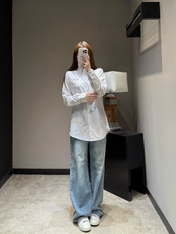 미우미우 스트라이프 루즈핏 셔츠 001-182724