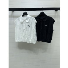 미우미우 인형 칼라 민소매 레이스 셔츠 001-182737