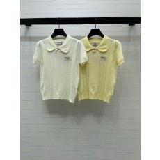 미우미우 칼라 리본 니트 반팔 티셔츠 001-182753