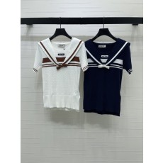 미우미우 세일러 칼라 리본 니트 반팔 001-182759