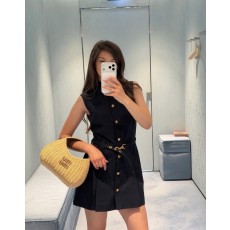 미우미우 스타일 네이비 민소매 셔츠 원피스 001-182765