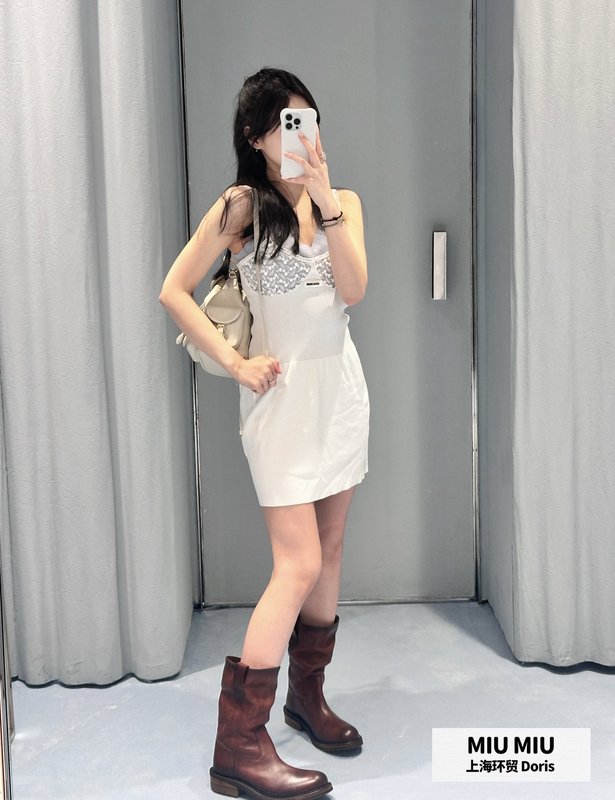 미우미우 레이스 자수 슬립 원피스 001-182779