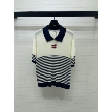 미우미우 칼라 스트라이프 니트 반팔 001-182787
