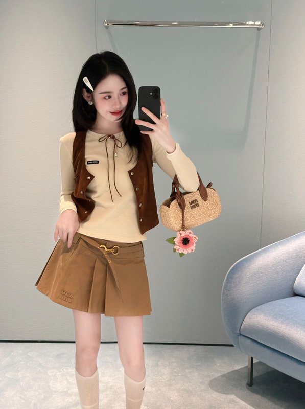 미우미우 베이지색 와플 니트 001-182832