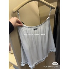 미우미우 스카이블루 실크 레이스 스커트 001-182893