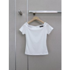 미우미우 레터링 오프숄더 반팔 티셔츠 001-182945