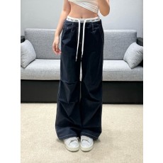 미우미우 딥네이비 워싱 와이드 팬츠 001-182948