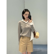 미우미우 그레이 화이트 포인트 폴로 긴팔 니트 001-182950