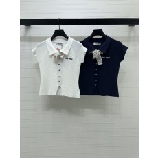 미우미우 칼라 니트 반팔 티셔츠 001-182960