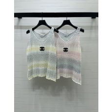 샤넬 그라데이션 레이스 V 넥 니트 조끼 001-182969
