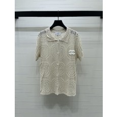 샤넬 칼라 레이스 니트 반팔 가디건 001-182970