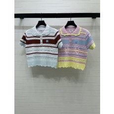 샤넬 칼라 스트라이프 니트 반팔 001-183033