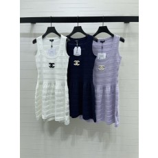 샤넬 더블 C 로고 라운드넥 민소매 원피스 001-183038