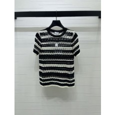 스트라이프 니트 반팔 티셔츠 001-183044