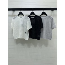 샤넬 봄여름 오픈 니트 반팔 티셔츠 001-183062