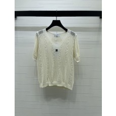 샤넬 V 넥 오픈워크 니트 반팔 001-183077