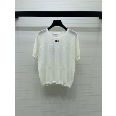 샤넬 라운드넥 오픈워크 니트 반팔 001-183078