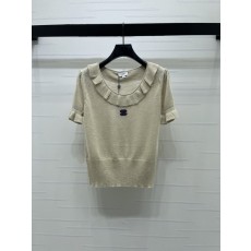 샤넬 레이스 칼라 니트 반팔 티셔츠 001-183105