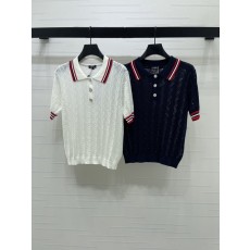 샤넬 빈티지 니트 반팔 티셔츠 001-183124