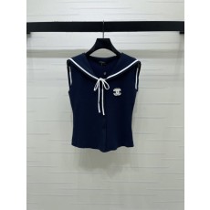 샤넬 네이비 칼라 니트 조끼 001-183129