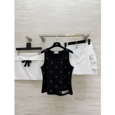 샤넬 풀 다이아몬드 더블 C 로고 니트 조끼 001-183160