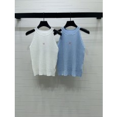 샤넬 봄여름 케이블 니트 홀터넥 조끼 001-183162