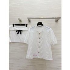 하트 버클 자수 화이트 셔츠 001-183215