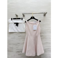 연핑크 비즈 장식 민소매 원피스 001-183223