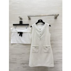 레이스 스팽글 디테일 화이트 원피스 001-183224