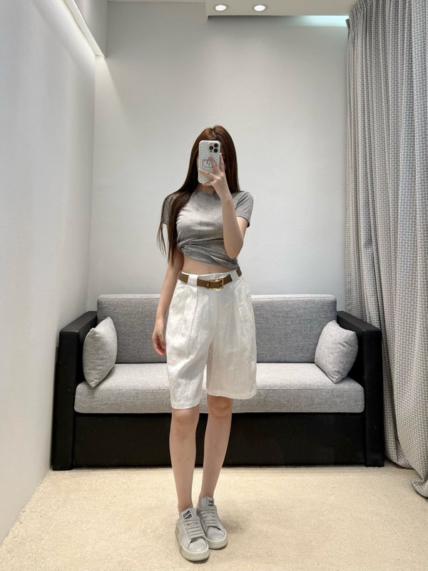 샤넬 린넨 플리츠 쇼츠 001-183254