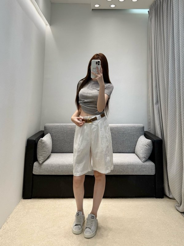 샤넬 린넨 플리츠 쇼츠 001-183254