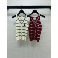 샤넬 봄여름 V 넥 스트라이프 니트 조끼 001-183257