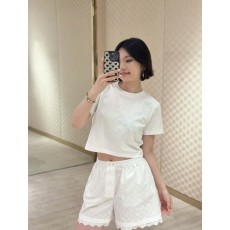 루이비통 자수 레이스 숏티셔츠 001-183267