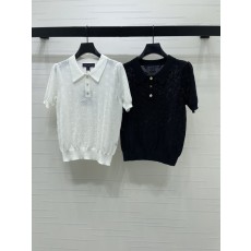 루이비통 로고 칼라 니트 반팔 티셔츠 001-183271