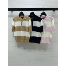 루이비통 스트라이프 로고 니트 반팔 티셔츠 001-183277