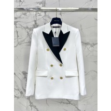 컬러 블록 아세테이트 칼라 더블 버튼 울 재킷 001-183282