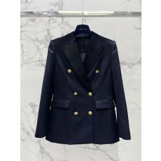 컬러 블록 아세테이트 칼라 더블 버튼 울 재킷 001-183283