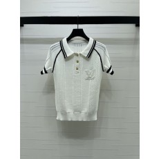 루이비통 래글런 칼라 스트라이프 니트 반팔 티셔츠 001-183309