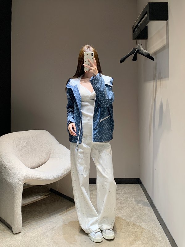 루이비통 모노그램 프린트 후드 트렌치 코트 001-183318