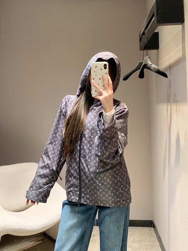루이비통 모노그램 프린트 후드 트렌치 코트 001-183319
